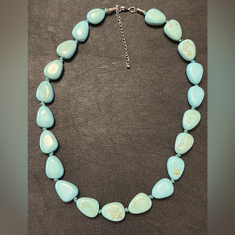 Hand Knotted Southwest Style Faux Turquoise Necklace